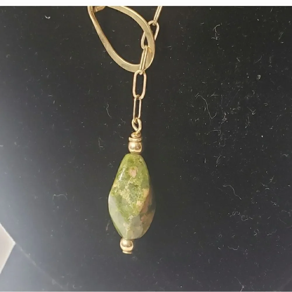 ARTISAN MINIMALIST Paperclip Chain w/Tumbled Stone Charm Pendant